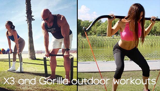 X3 Bar and Gorilla Bow outdoor workouts