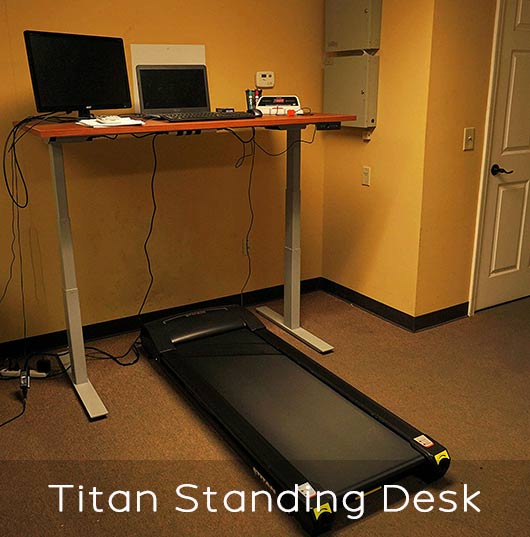 Titan Fitness standing desk and treadmill